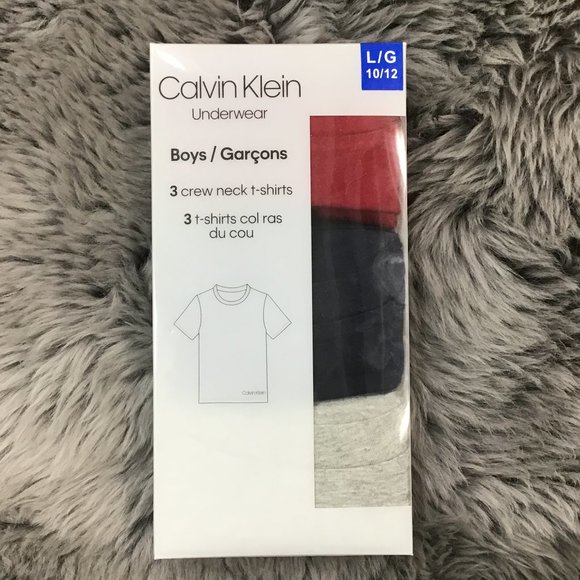 Calvin Klein Underwear | Boy's T-Shirts | 3 Pack | Red & Navy | Various Sizes - Picture 2 of 3